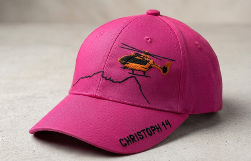 Cap für Kinder in pink mit Hubschrauber