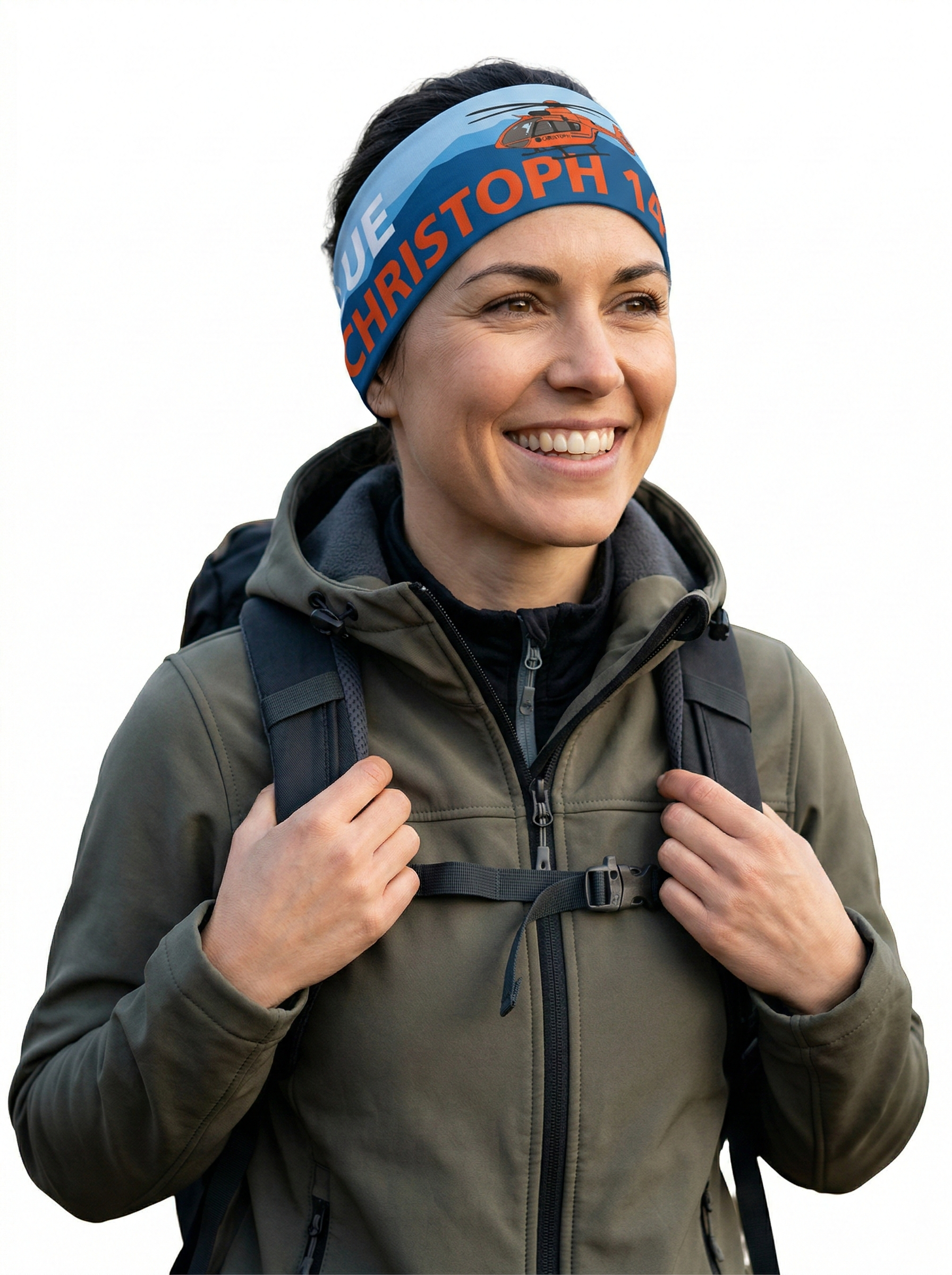 Frau mit Christoph 14 Stirnband in Outdoorbekleidung